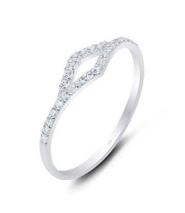 Diamond Shaped Quadrangle Silver Ring With CZ Crystal NSR-2820